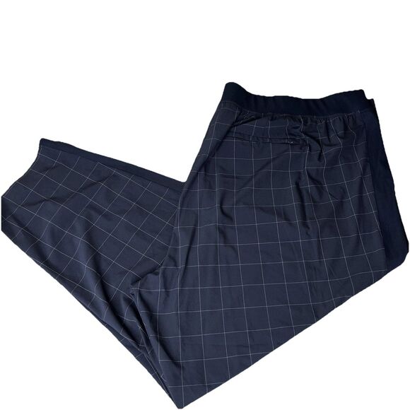 Athleta Brooklyn Textured Ankle Pants Women 26 Navy Blue Windowpane 28” Inseam - Picture 1 of 12
